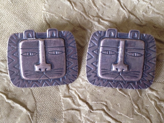 Laurel Burch Earrings CAT SPIRIT Bronze Post Stud… - image 1