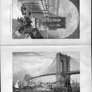 Brooklyn New York Map East River Bridge Copper Engravings 1896 Vintage Victorian Antique USA City Cartography To Frame image 3