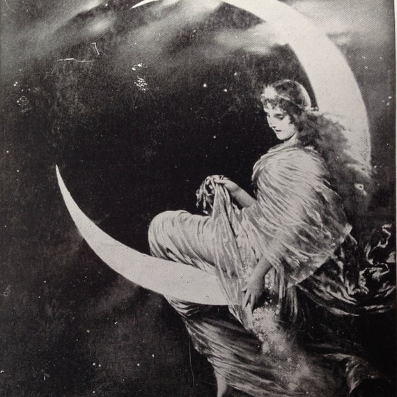 Fairy of the Moon by Wilhelm Von Kaulbach Photogravure Black and