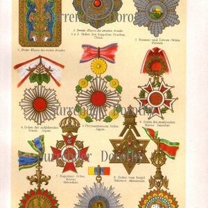 Medals Awards Asian Countries Victorian Illuminated Chromolithograph Chart From Germany 1887 image 4