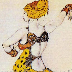 Leon Bakst Costumes Russian Ballet Dancer Lithograph Illustration Edwardian Era Poster Print To Frame