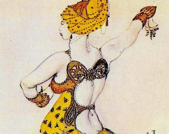 Leon Bakst Costumes Russian Ballet Dancer Lithograph Illustration Edwardian Era Poster Print To Frame