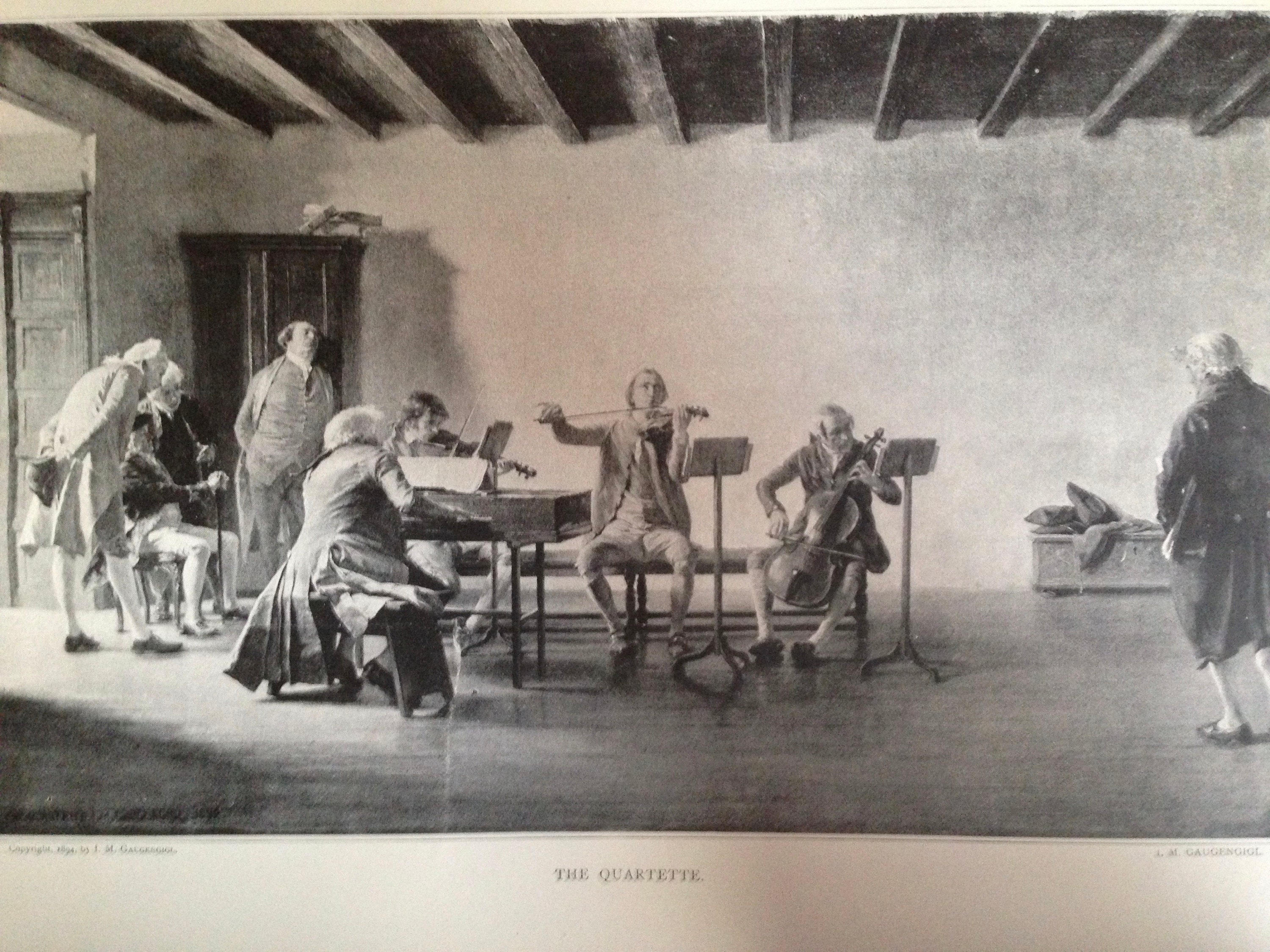 絵画　アンティーク　The Grange in Wyckoff The Quartette Ignaz Gaugengigl Antique Engraving to Frame Large