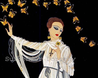 Theatrical Costume Ganna Walska In Fedora 1919 Erte' Vintage Art Deco Woman Fashion Print Illustration To Frame