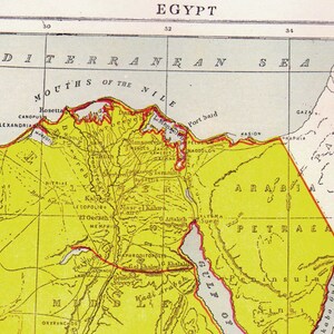 エジプト ナイル川地図 アンティーク 銅版画 ヴィンテージ 地図作成 1892 ビクトリア朝 地理 アート 額装