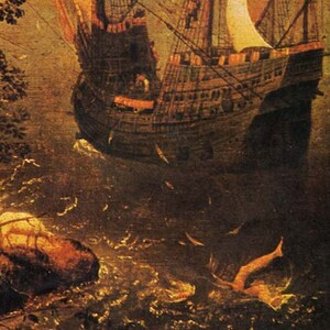 Paesaggio Caduta di Icarus Pieter Bruegel Primo volo Litografia a colori Poster To Frame