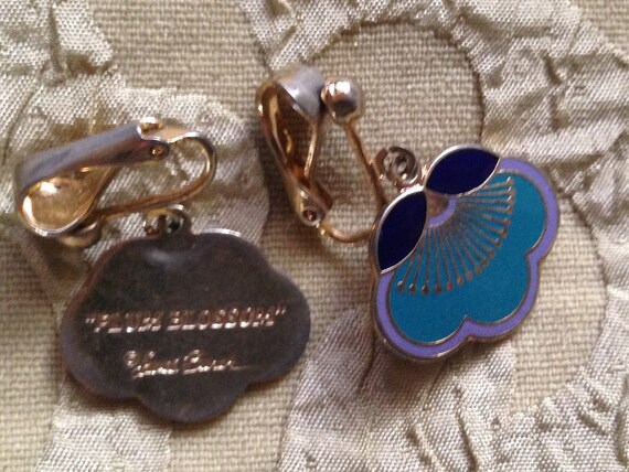 Laurel Burch Earrings PLUM BLOSSOM Turquoise Coba… - image 2
