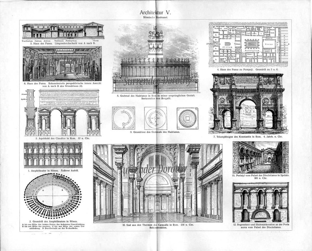 Romanesque Architecture in Stone 1887 Victorian Engraved