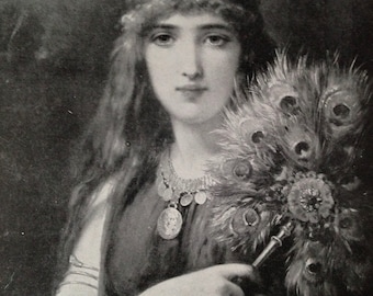 The Fan-Bearer Pierre Olivier Joseph Coomans Photogravure Black and White Art Masters Print To Frame