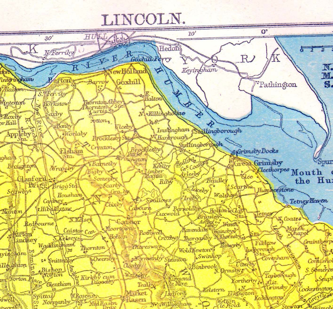 Lincoln County England Map Antique Copper Engraved European | Etsy