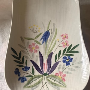 Vintage Red Wing Bread Tray Hand Painted Pottery Country Garden 1953 Anniversary Line