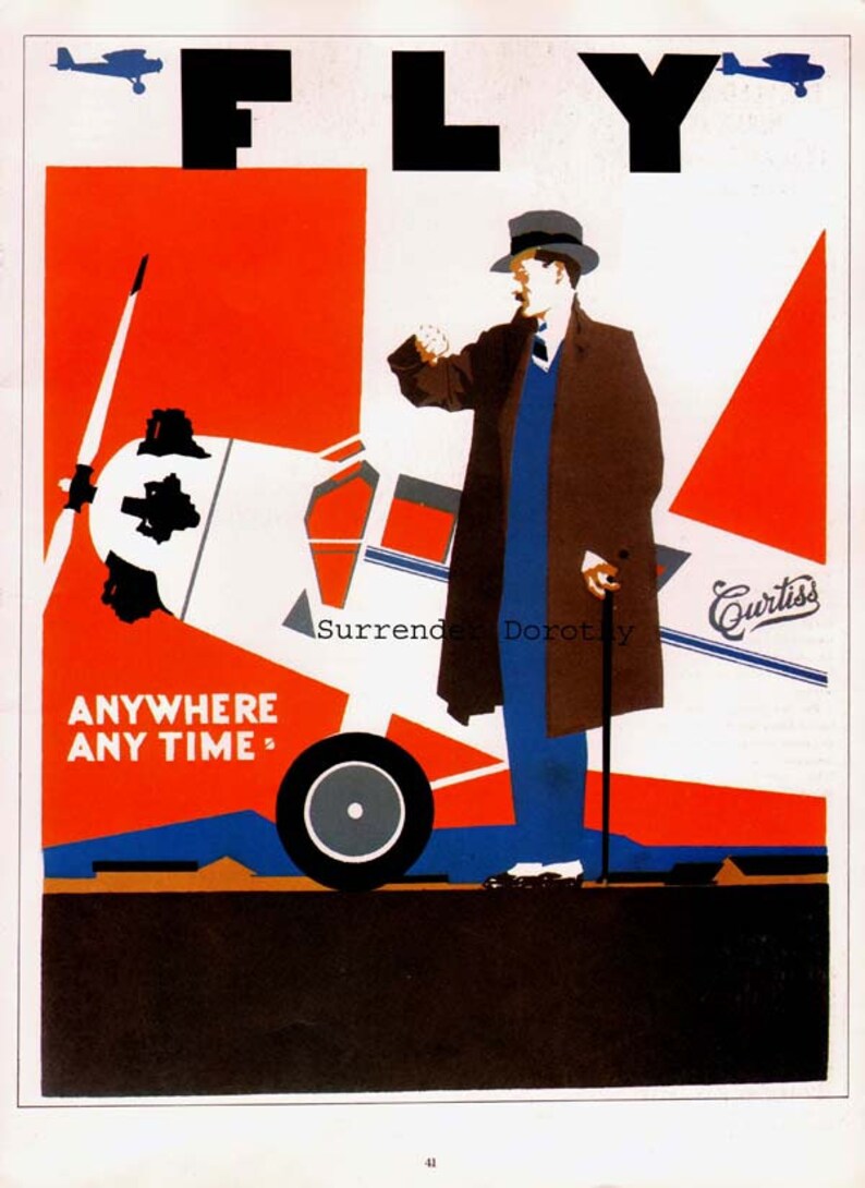 Curtiss Passenger Plane USA 1920s Aviation Poster Color Man-Cave Lithograph To Frame image 3