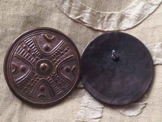 Laurel Burch Earrings Brass Shields Statement Ear… - image 2