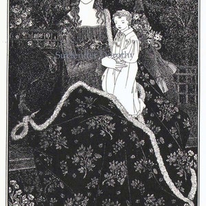 Mother & Child Aubrey Beardsley 1895 Vintage Victorian Madonna Print To Frame Black and White image 2