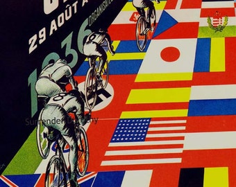 Zurich to Bern Switzerland International Bicycle Race Vintage 1930s Advertisement Lithograph Poster Ad To Frame