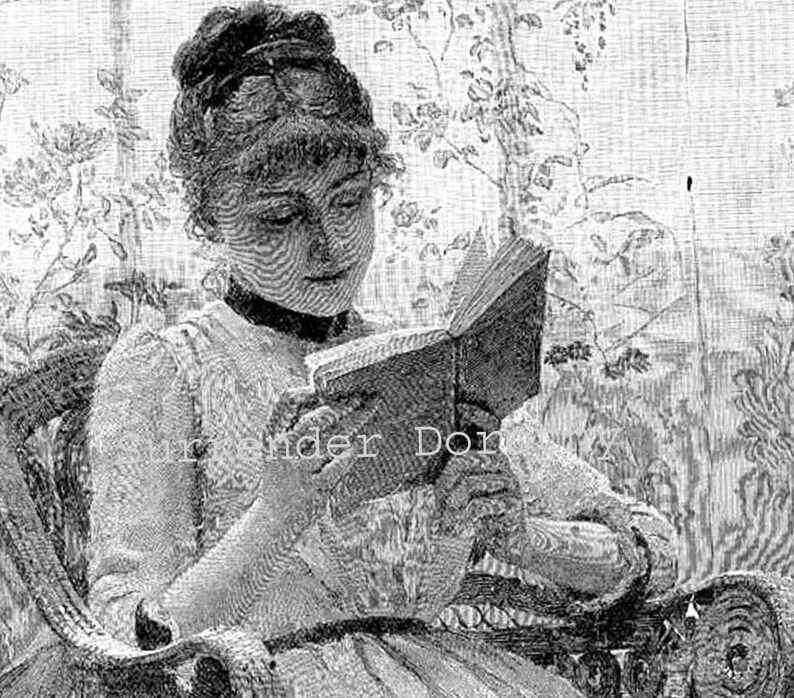 Student Of History Pretty Woman Original Victorian Engraving To Frame 1892 image 1