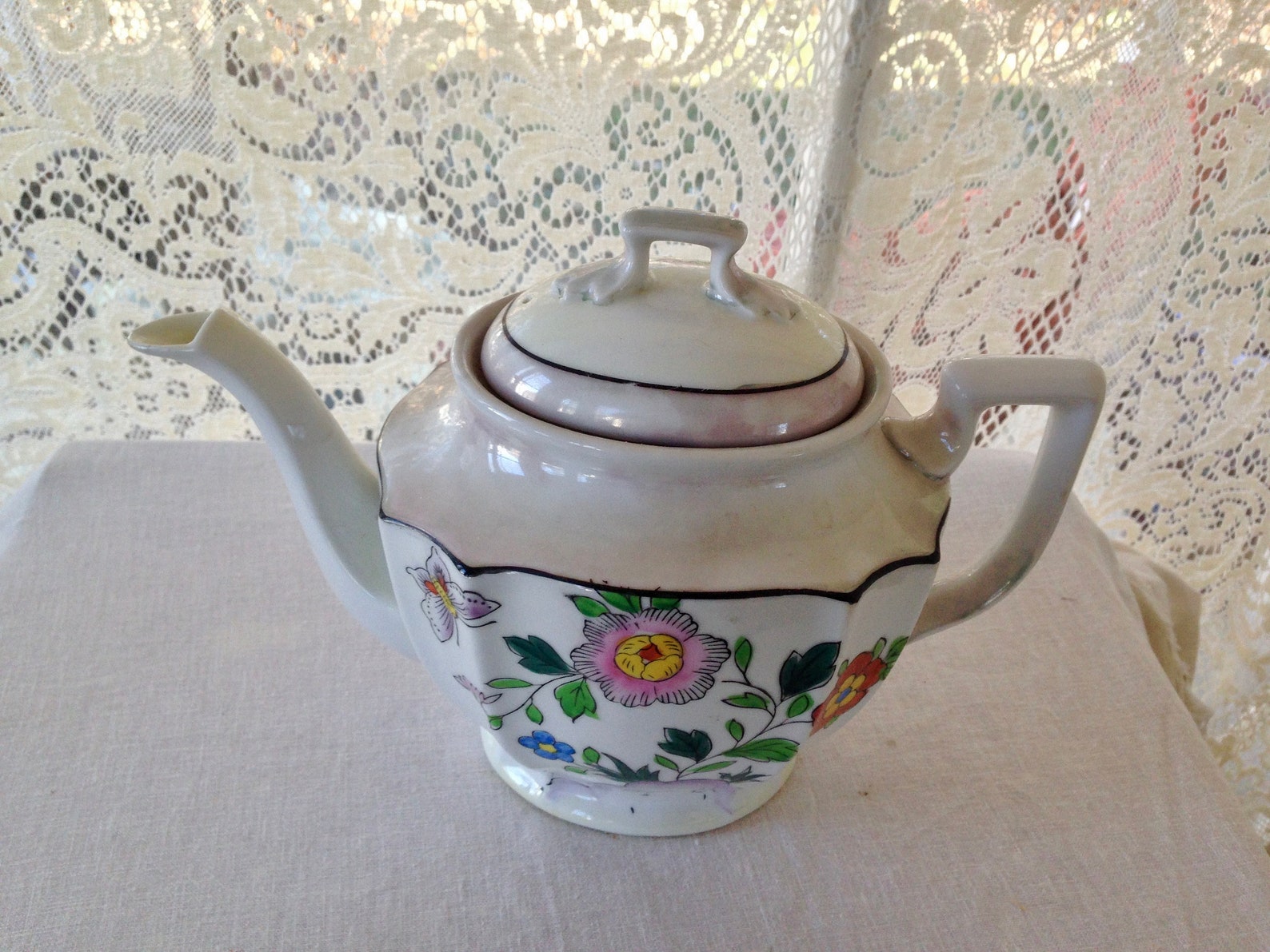 Teapot Lusterware Japanese China Teapot Butterfly Blossom Etsy