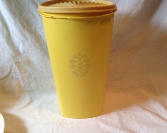 Tupperware Canister Harvest Gold Servalier Lid 1970s Vintage Kitchen Organizer