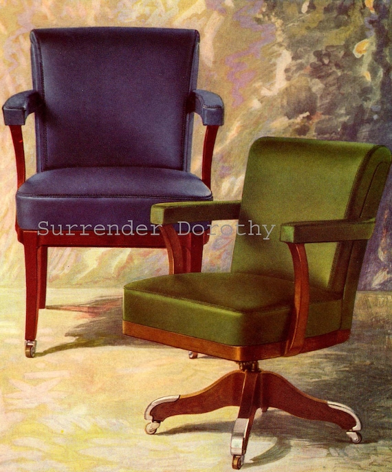 Aluminum Trim Office Chairs 1920s Art Deco Furniture Advertisement Vintage Color Lithograph To Frame