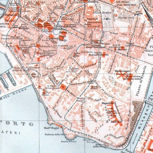 ジェノヴァ イタリア ヨーロッパ都市地図 ヴィンテージ エドワード朝 アンティーク 地図作成 1905 オリジナル