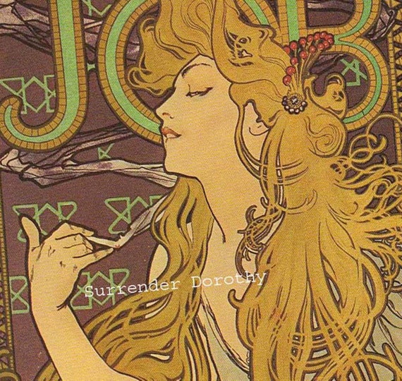 alphonse mucha cigarette ad Alfons Mucha Job Cigarettes Belle Epoque Ad Victorian Color Lithograph Art  Nouveau Poster Print to Frame