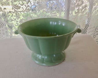 DARBY Round Footed Compote Pottery Planter Spruce Green Vase 1960s Mid Century Vintage Storage Or Organizer