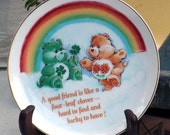 Care Bear Collector Plate Friend & Lucky Bear Rainbow 1980s American Greetings Porcelain