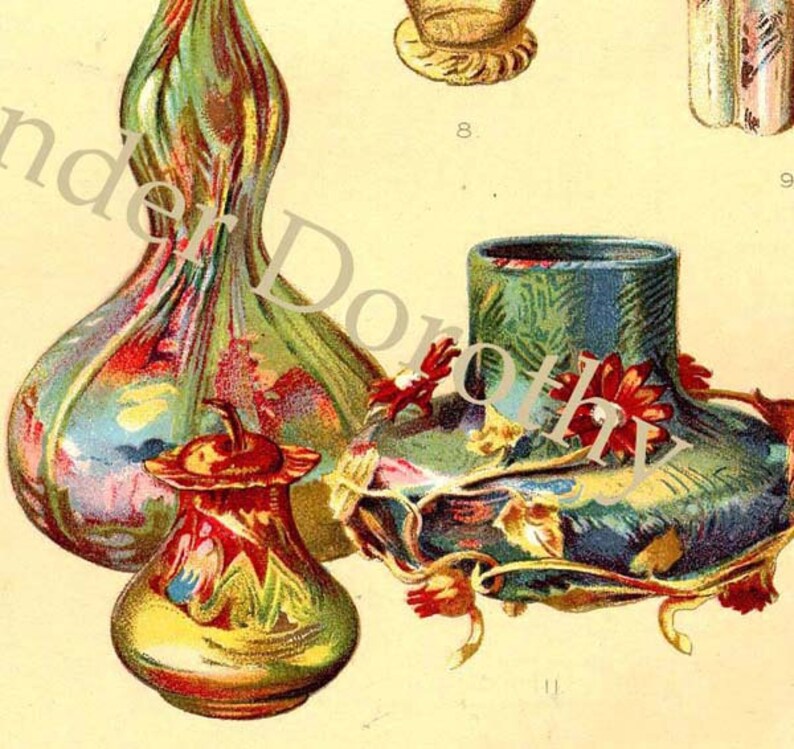 Artistic Glassware Ancient Phoenicia Early 1900s Color Print Natural History Lithograph Chart 1915