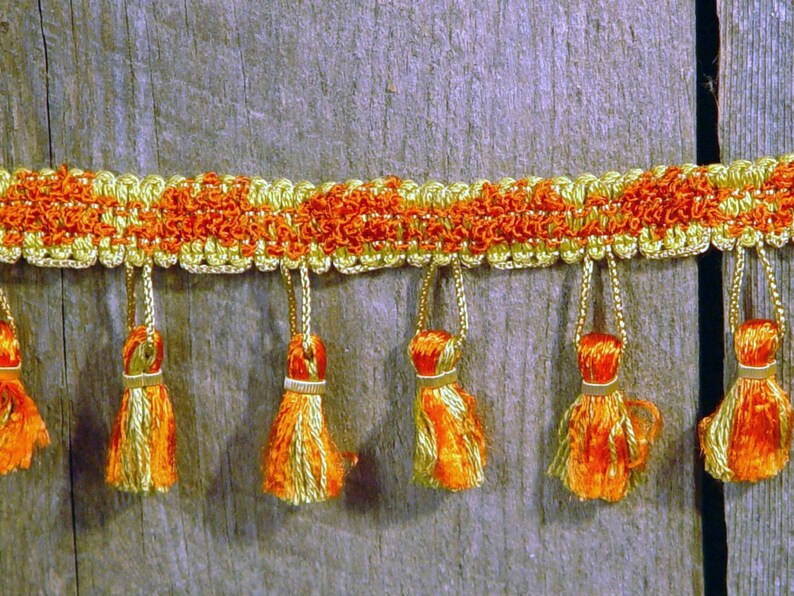 Vintage Tassel Fringe Trim Spicy Orange Yellow Two Yards Etsy