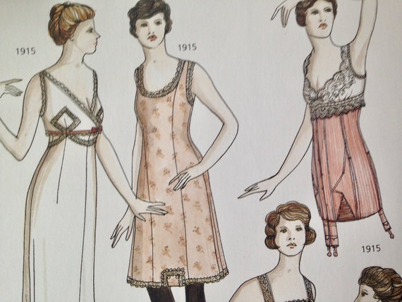 Moda de ropa interior para mujeres 1915 1919 Ilustracion de lenceria para enmarcar Etsy Mexico