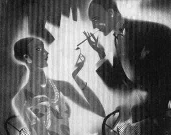 Elegant Modern Couple 1920s Vintage Art Deco Roaring Twenties Harper's Magazine Proof Lithograph To Frame Black & White