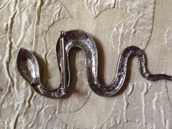 Vintage Silver Snake Pin Brooch Silvertone - image 2