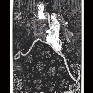 Mother & Child Aubrey Beardsley 1895 Vintage Victorian Madonna Print To Frame Black and White image 4