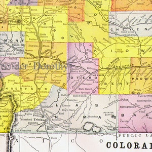 地図 コロラド州 米国 アンティーク 銅版画 ヴィンテージ 北米地図 1892 ビクトリア朝 地理 アート 額装