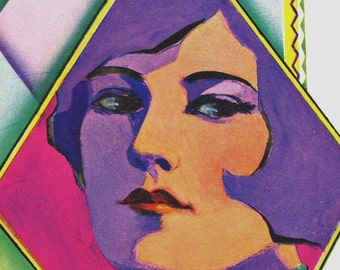 Purple Flapper Girl Art Deco Vintage Advertisement  Roaring Twenties Color Lithograph To Frame 1920s