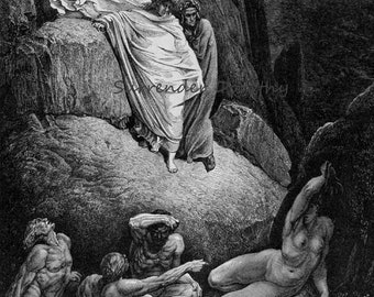 Virgil Shows Dante The Shade Of Thais Inferno Canto 18 Gustave Dore Vintage Engraving To Frame