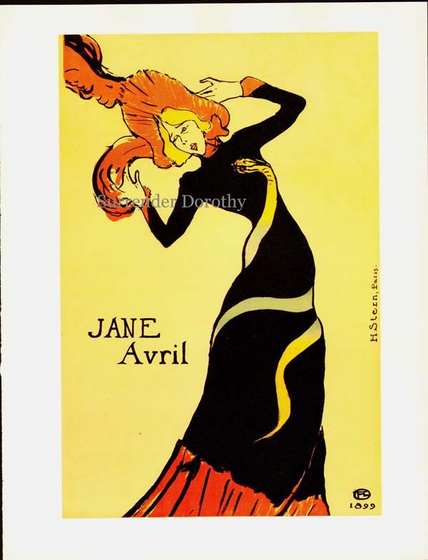 シャルル＝エドゥアール・ジャンヌレ　アートポスター Jane Avril Toulouse Lautrec Paris France Vintage Edwardian