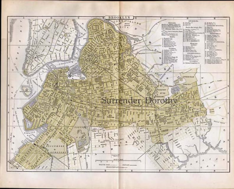 Brooklyn New York Map East River Bridge Copper Engravings 1896 Vintage Victorian Antique USA City Cartography To Frame image 4