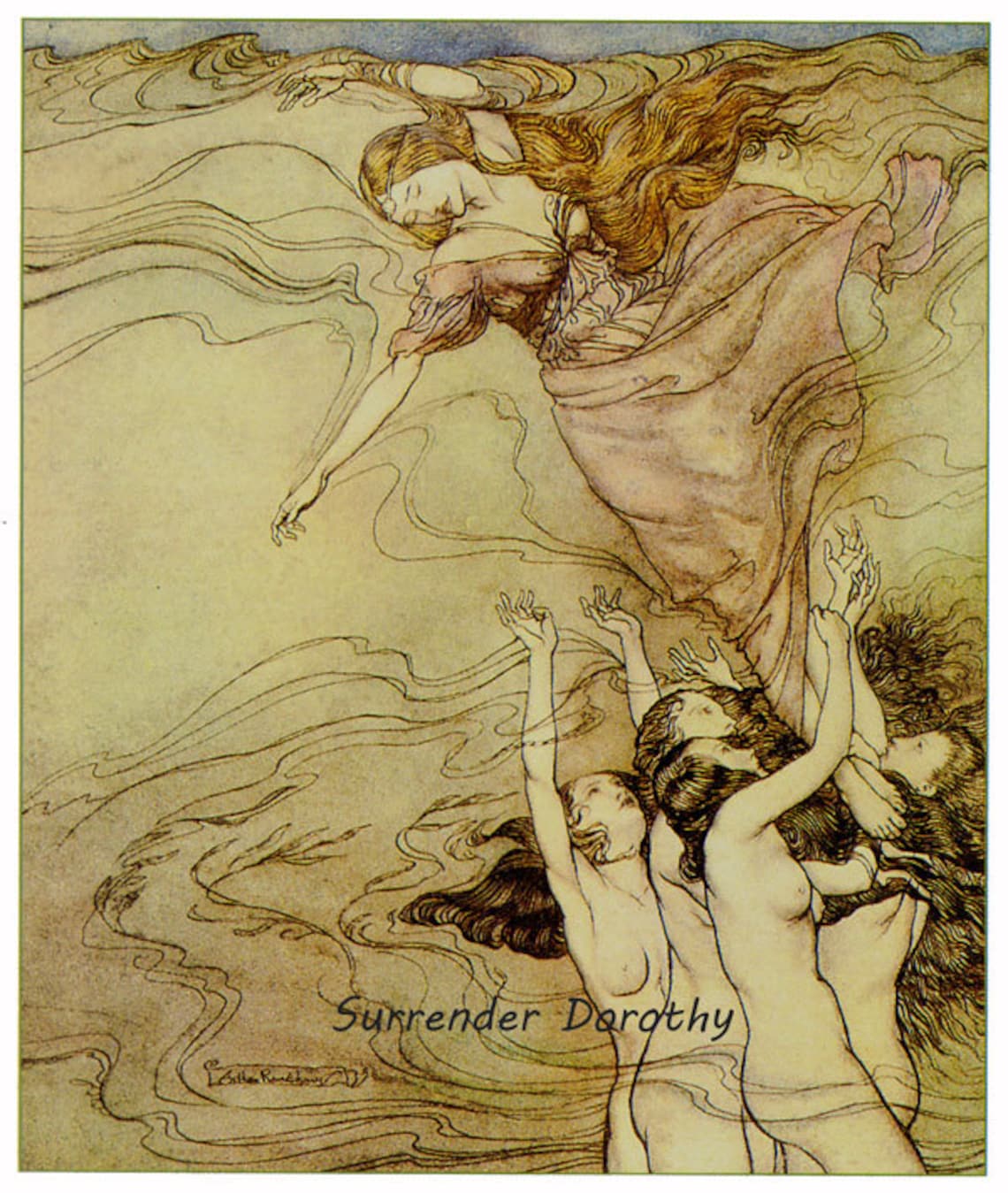 Water Nymphs Arthur Rackham Vintage Children's Nursery Lithograph Art ...