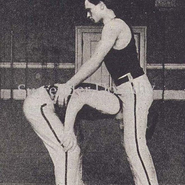 Male Gymnasts Bonding  Weird Vintage 1922 Health And Fitness Illustrations To Frame Black & White
