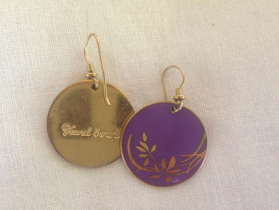 Laurel Burch Earrings Lilac Purple Bamboo Floral … - image 2
