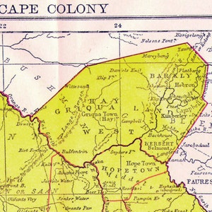 ケープ植民地アフリカ地図アンティーク銅版画ヴィンテージ地図1892年ビクトリア朝地理アート額装