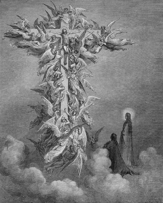 Dante and Beatrice See Angels Christ on the Cross Gustave