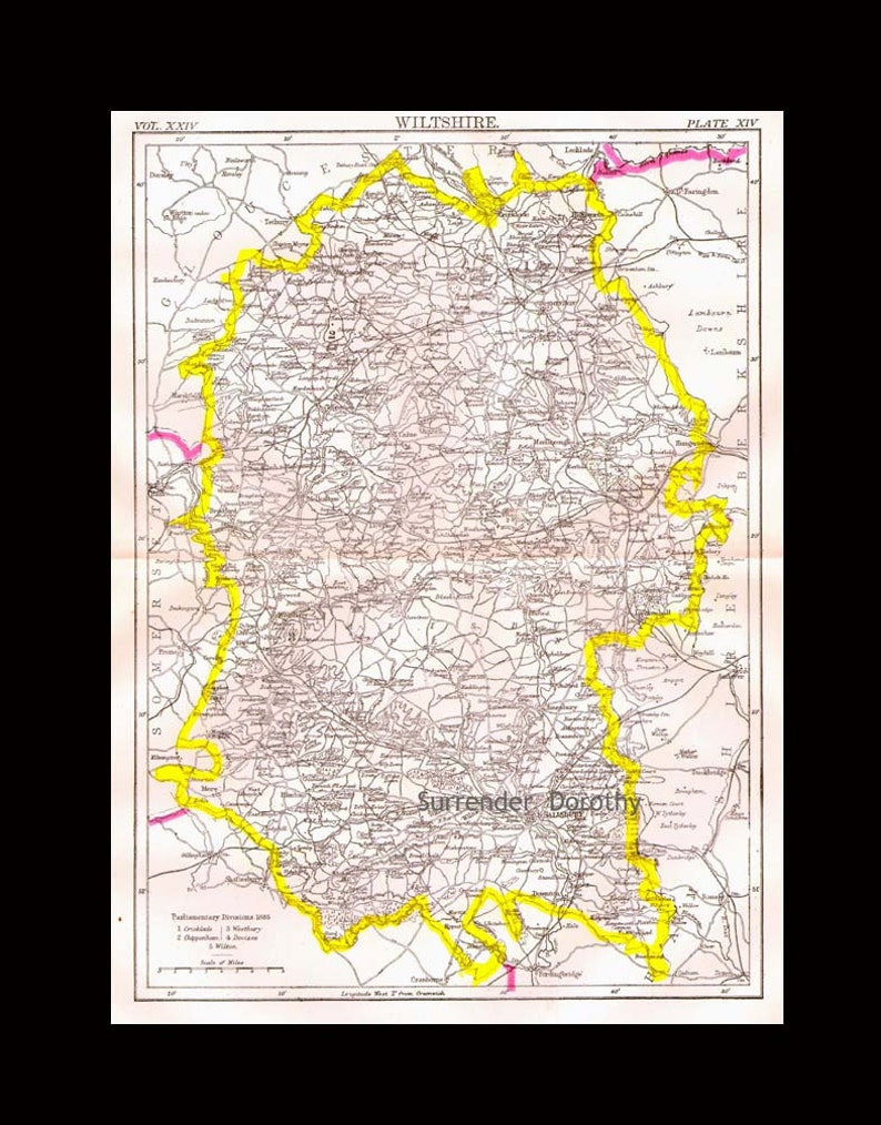 Wiltshire England Map 1892 Victorian Steel Engraving Vintage Cartography To Frame image 4