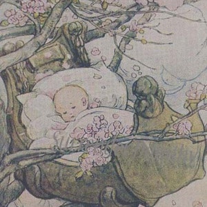Hush A Bye Baby By Anne Anderson Lithograph 1920s Nursery Illustration To Frame