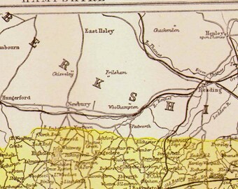 Hampshire County England Map Antique Copper Engraving European Cartography 1892 Victorian Geography Art To Frame