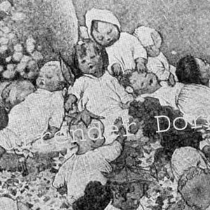 Babies In Dreamland Vintage Children&#39;s Bedtime Print Sleeping Baby 1920s Nursery Illustration For Framing Black & White