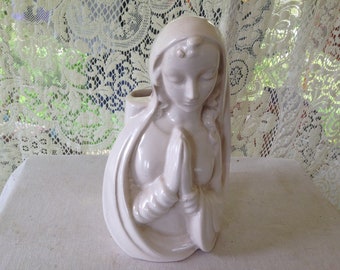 Madonna Virgin Mary Vase White Ceramic Vintage Home Decor For Your Sacred Space Japan