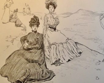 Charles Dana Gibson Picturesque America 1906 Gibson Girls Vintage Edwardian Era Fashion Illustration For Framing