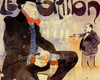 Le Grillon Jaques Villon Paris Frankreich Viktorianische Bar Werbung 1899 Vintage Lithografie Poster Zum Rahmen
